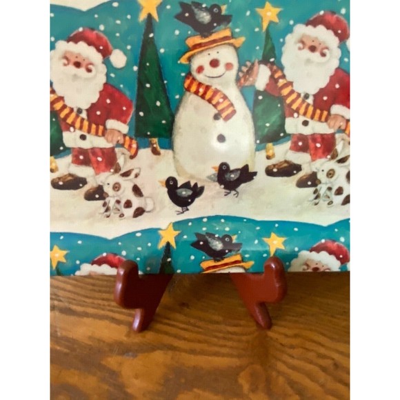 Lot of 3 Vintage Christmas Santa Snowman Holiday Serving Trays - Picture 3 of 10